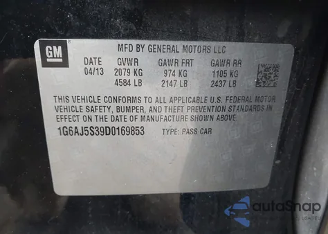 2013 Cadillac Ats Performance from USA, damaged, VIN 1G6AJ5S39D0169853